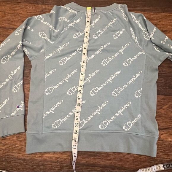 Champion womens French terry sweatshirt cornflower teal - Picture 4 of 7